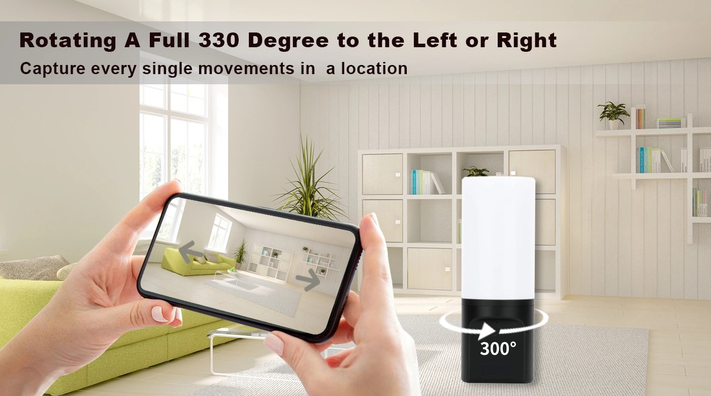 kamera fali lámpában, 330 fokban elforgatható objektív - Tuya wifi kamera