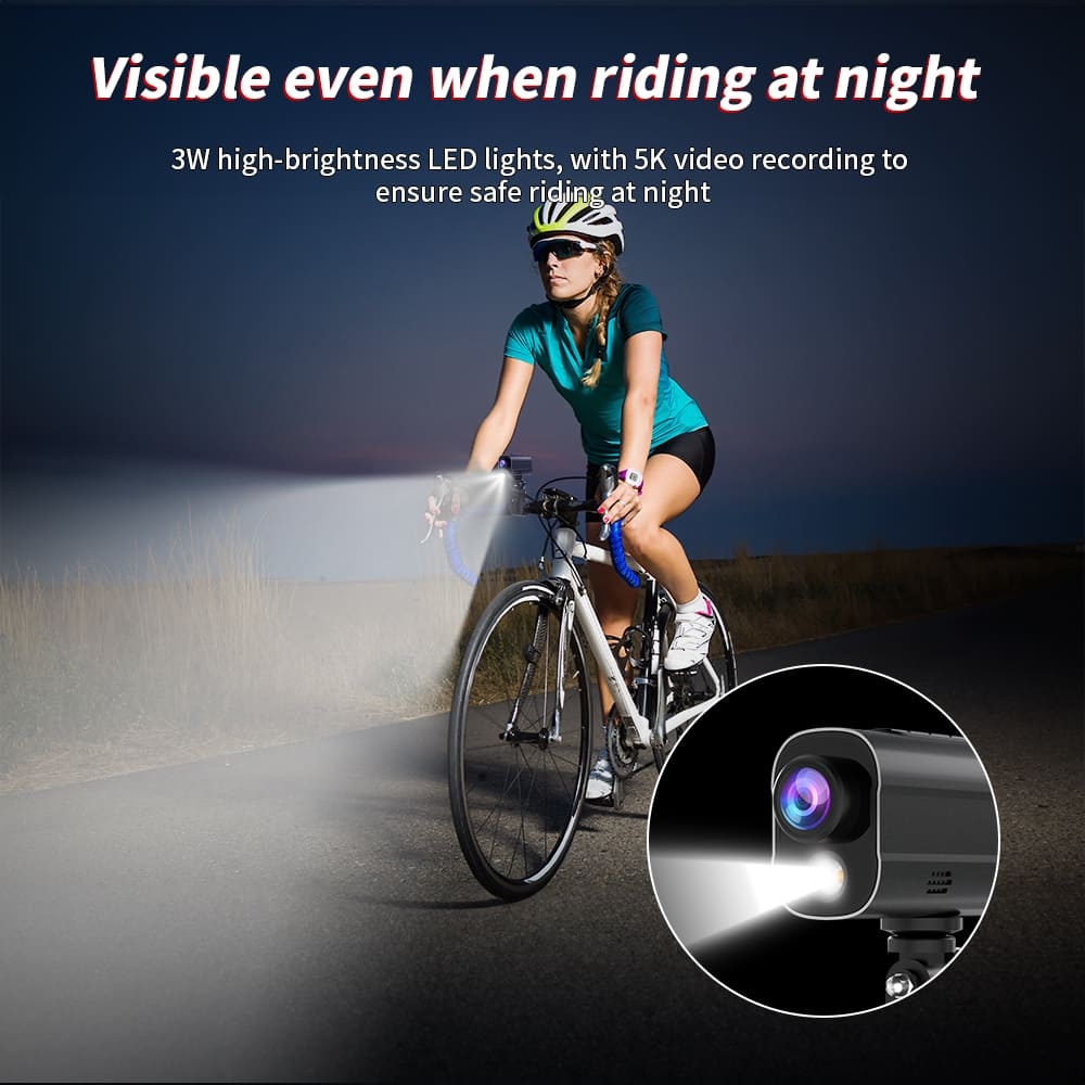 Akciókamera kerékpárhoz, led fényű wifivel