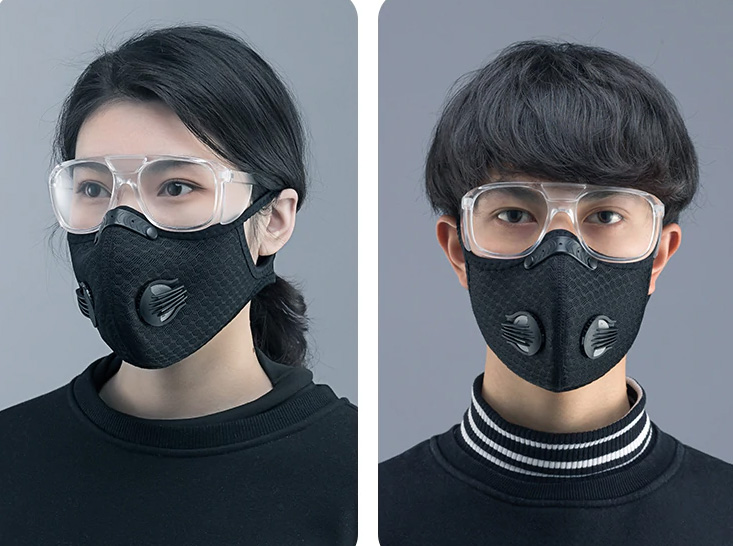 védőszemüveg maszkkal a koronavírus ellen