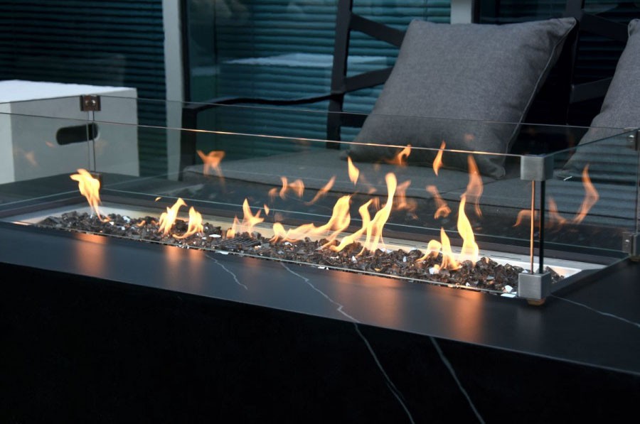 Propán tűzrakás asztali kerámia fekete márvány kandalló