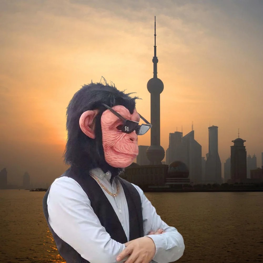 Csimpánz majom arcmaszk szilikon latex