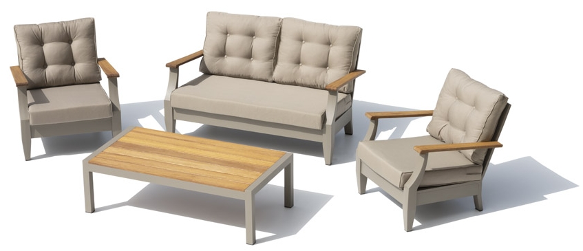 Teraszos ülőhely a luxus modern kertben - 4 személyes kanapé fotelekkel + asztal