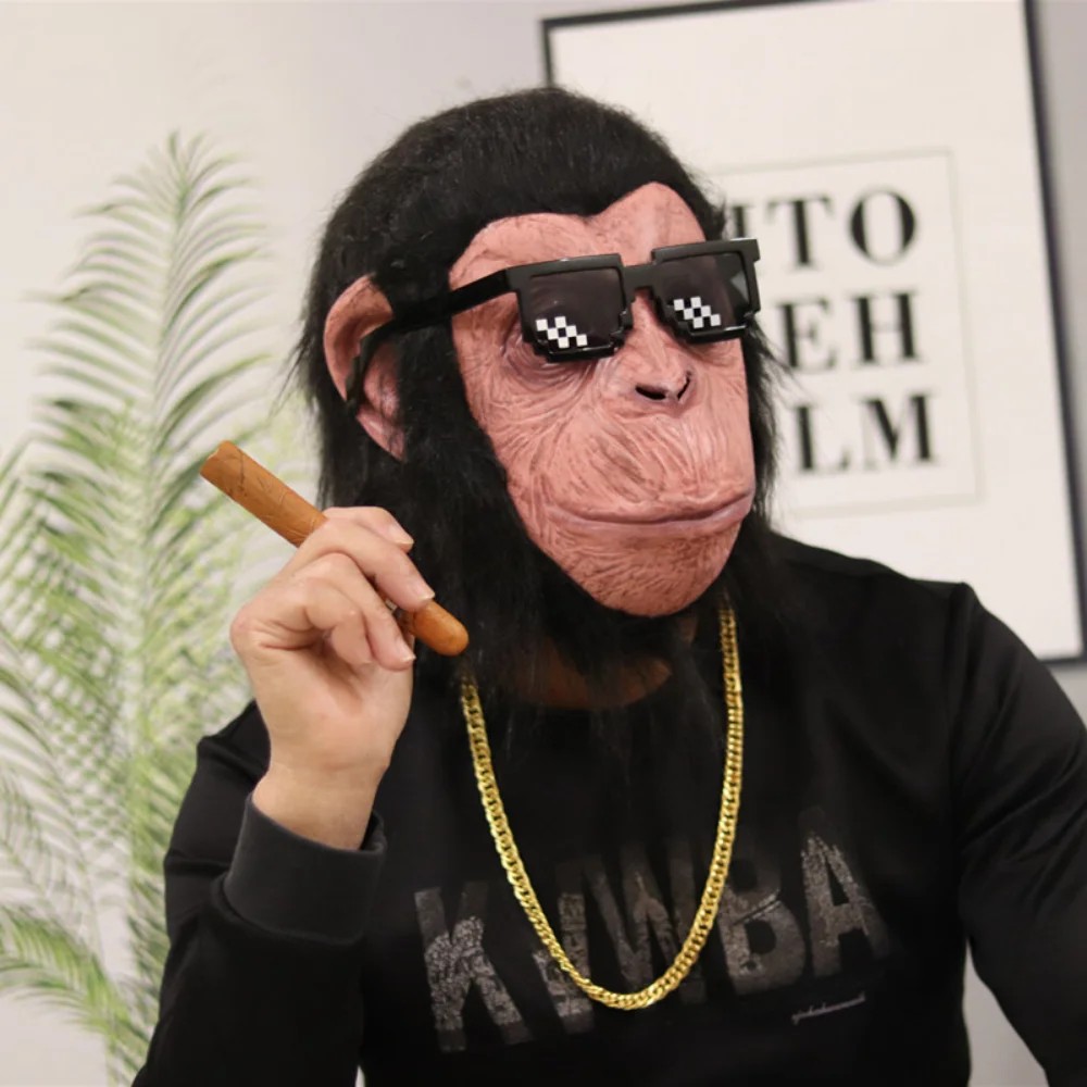 csimpánz maszk majom arc szilikon latex maszk fejre