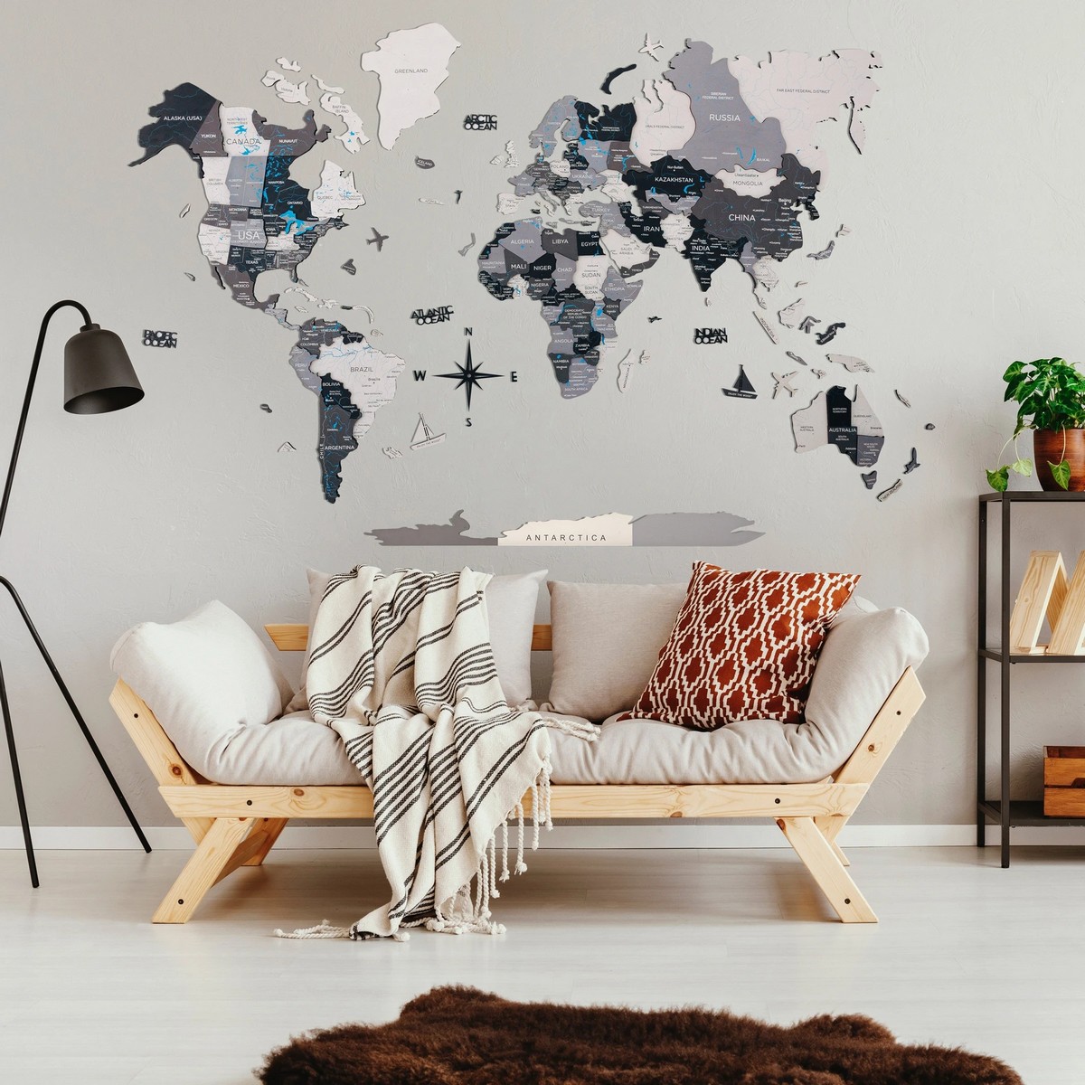 fából készült világtérkép a világról