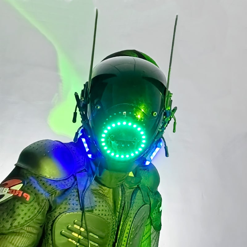Világító LED Cyberpunk maszk fejsisak
