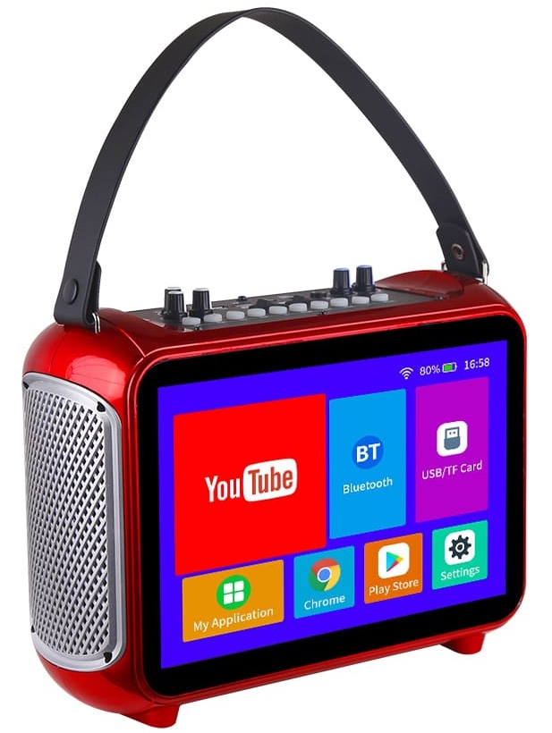 mini hordozható karaoke készlet kijelzővel és mikrofonnal