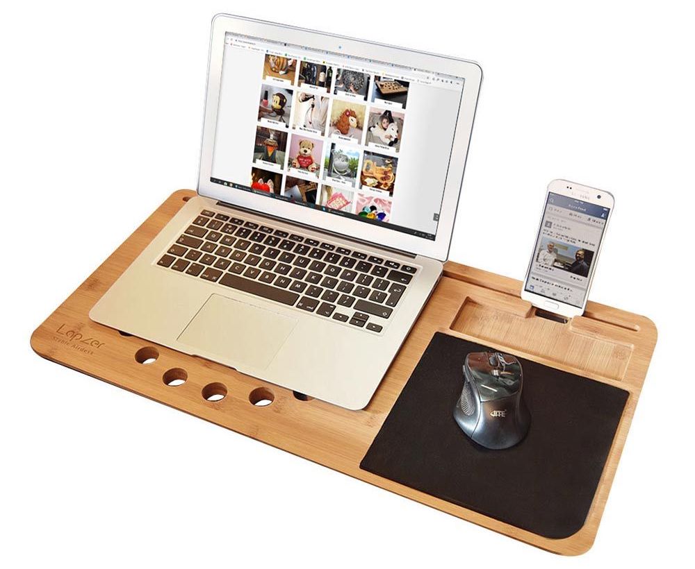 Fából készült ágybetét laptophoz + mobiltelefon állvány
