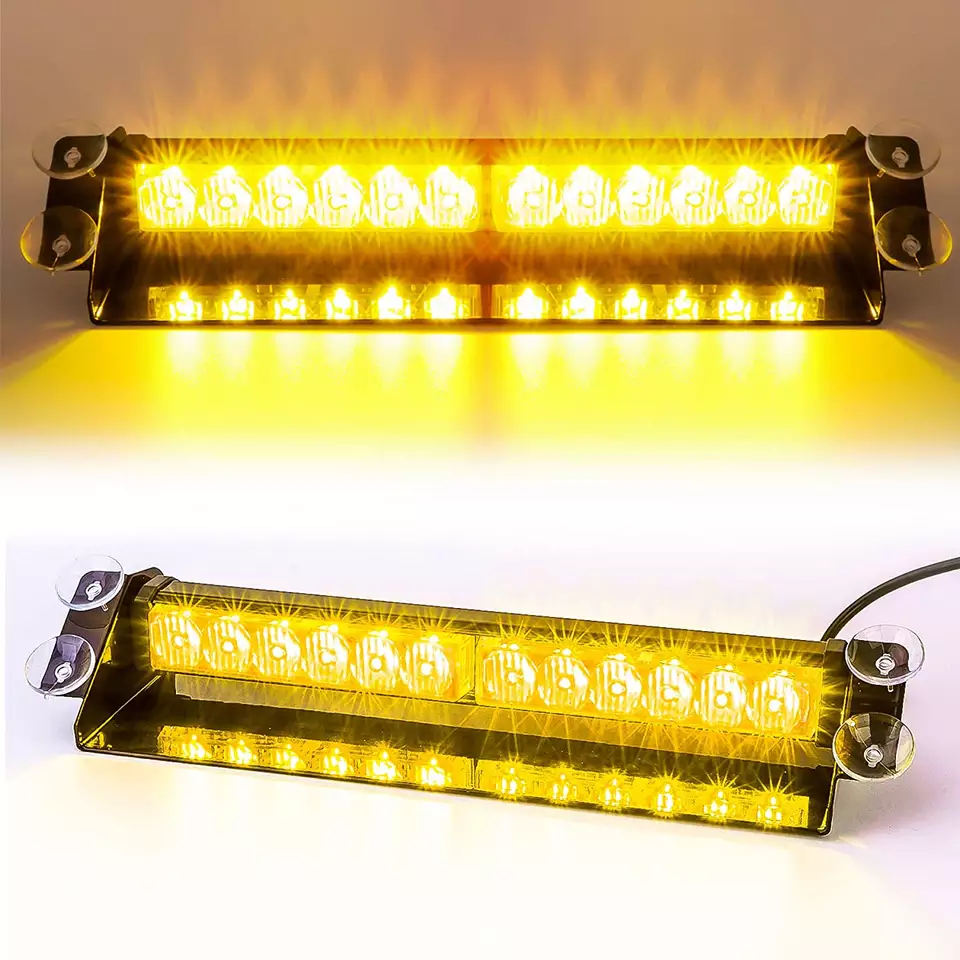 Figyelmeztető LED lámpák villogó az autóhoz 24 LED fehér sárga színű