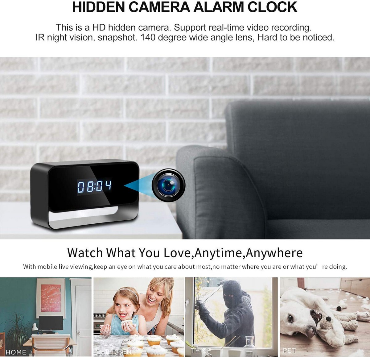 wifi kamera a lakásba ébresztőbe rejtve
