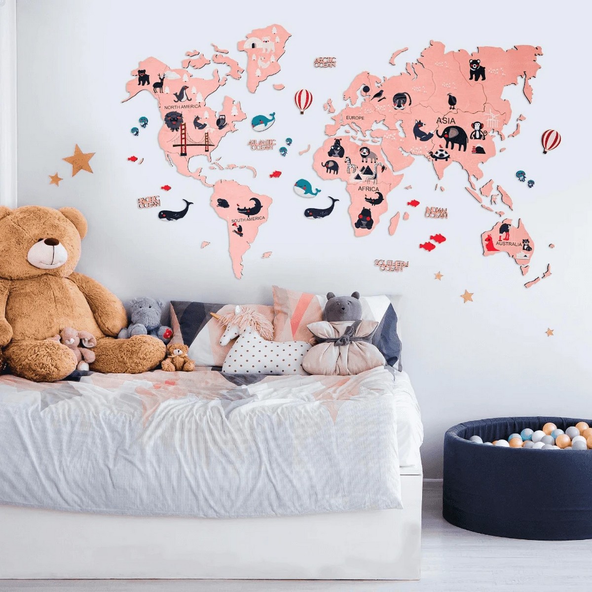 világtérkép gyerekeknek - rózsaszín