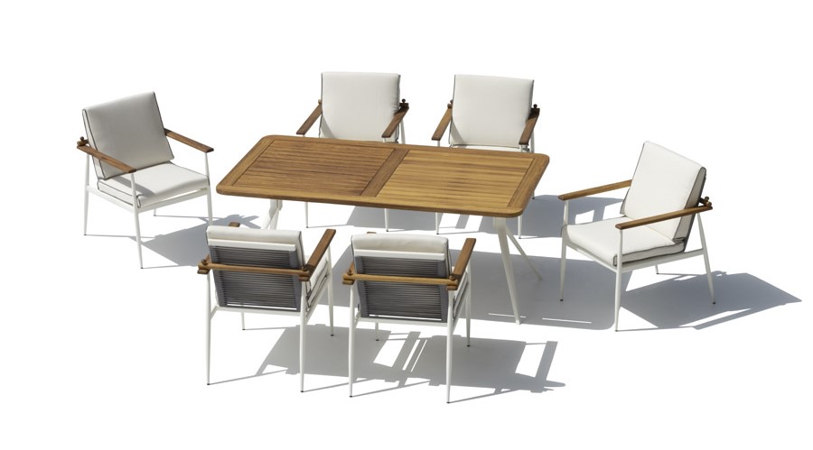 Étkezőasztal és szék szett - Fából készült luxus kerti bútor