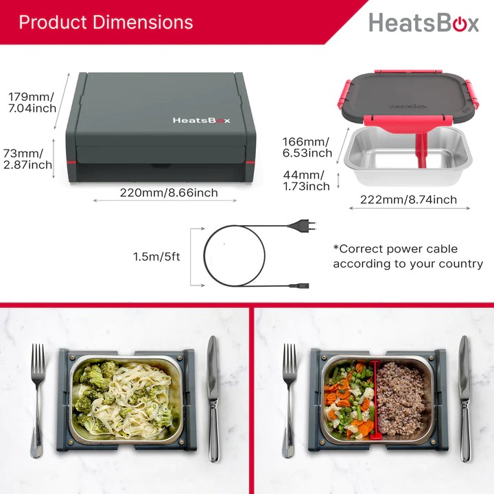 ebédlődoboz elektromosan melegített élelmiszerekhez heatsbox pro