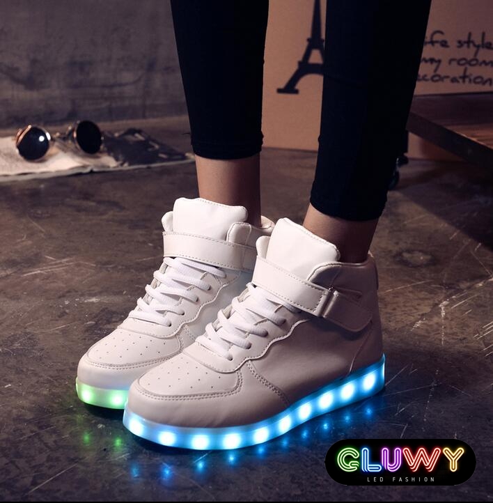 LED csillogó csizma cipők, fehér