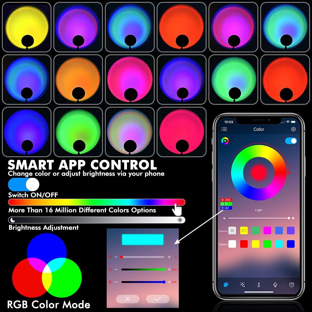 wifi lámpa okostelefonos mobilalkalmazással vezérelt RGB színes