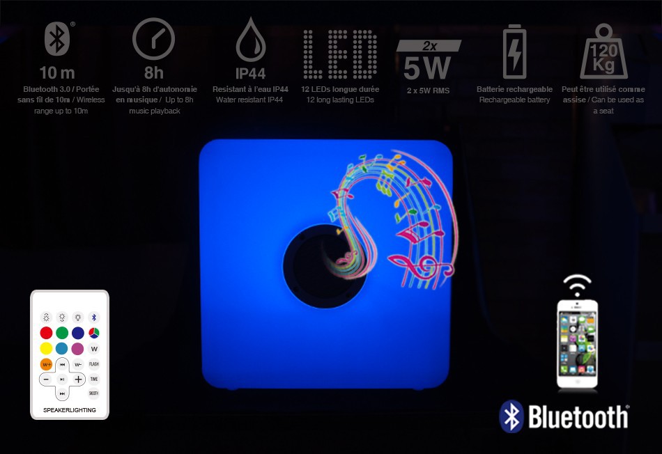 bluetooth világító led kerti hangszóró