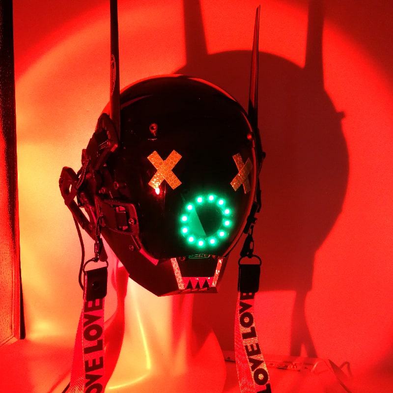Világító Cyberpunk LED maszk sisak